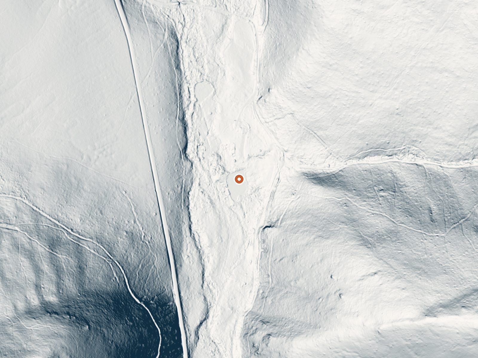 LiDAR bare-earth view of the same ground around Blue Mountain Hot Springs