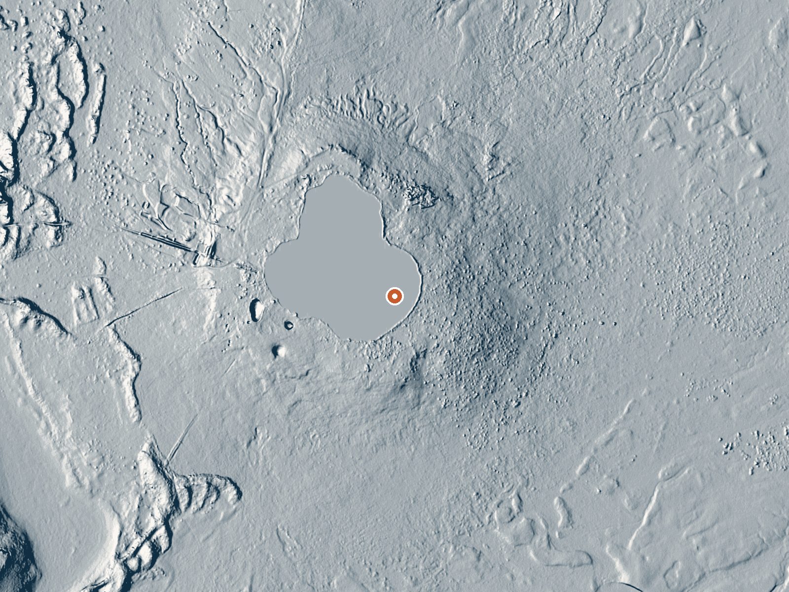 LiDAR bare-earth view of the same ground around Borax Lake (Hot Lake)