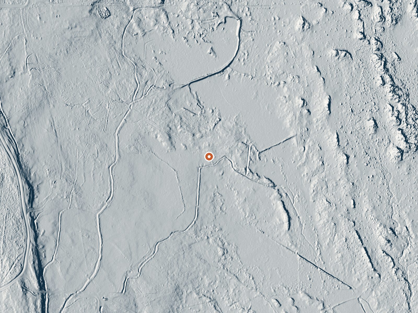 LiDAR bare-earth view of the same ground around Buckhorn Creek Springs