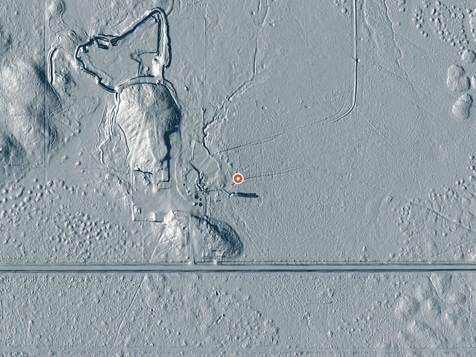 LiDAR bare-earth view of the same ground around Crane Hot Springs