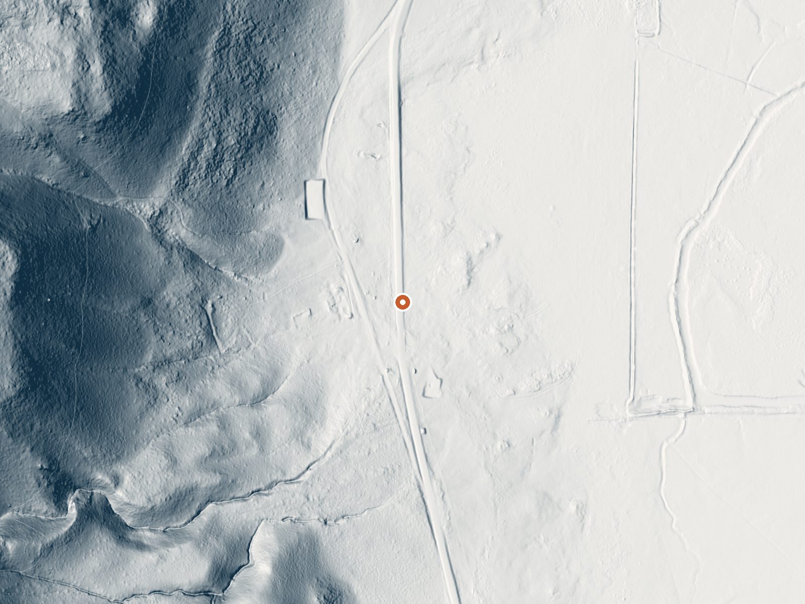 LiDAR bare-earth view of the same ground around Crump Geyser (Crump Spring)