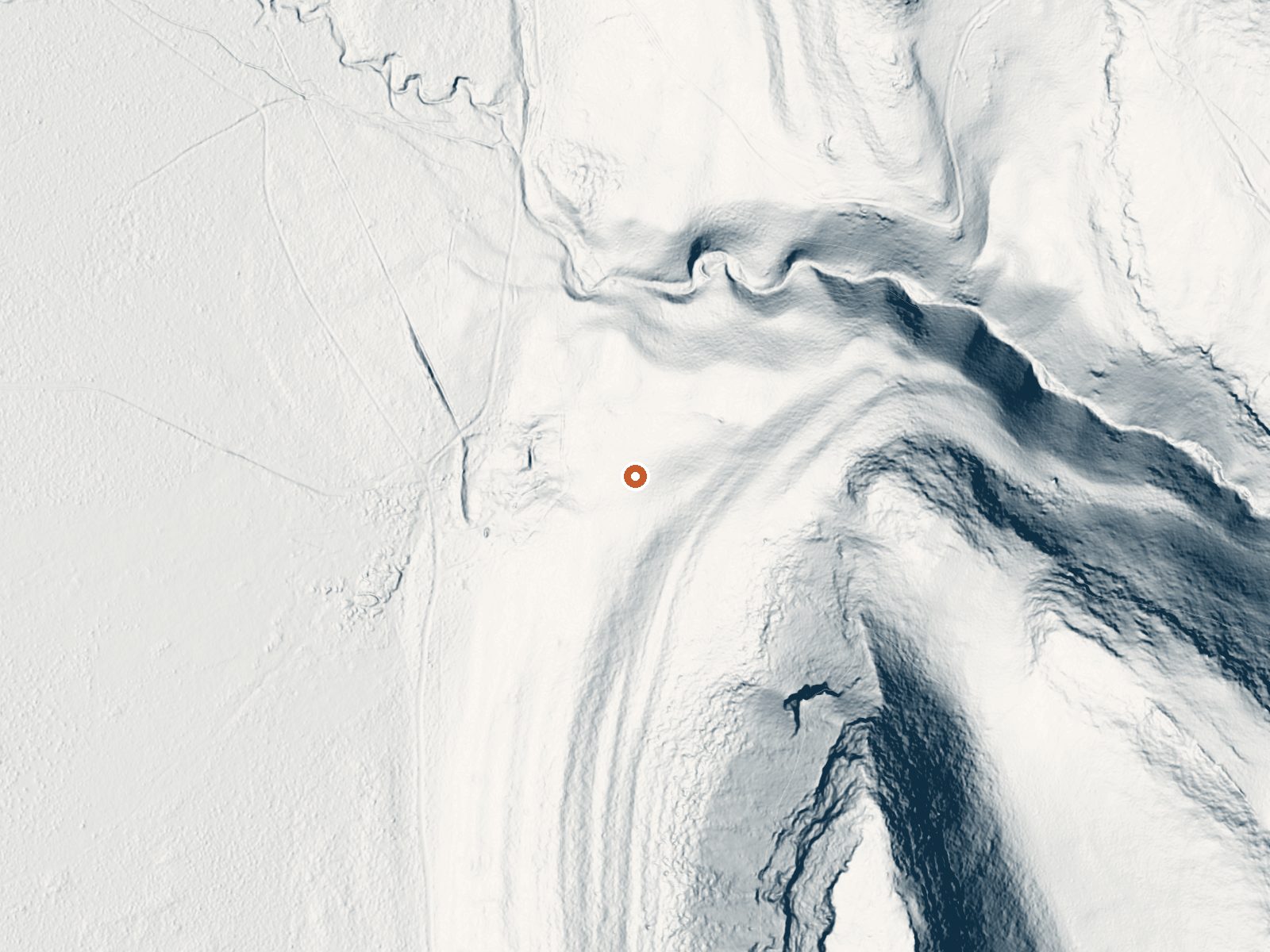 LiDAR bare-earth view of the same ground around Fisher Hot Springs