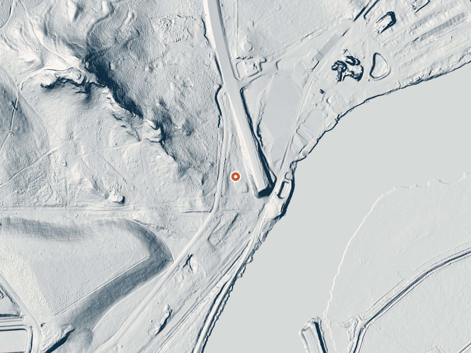 LiDAR bare-earth view of the same ground around Hardboard Spring
