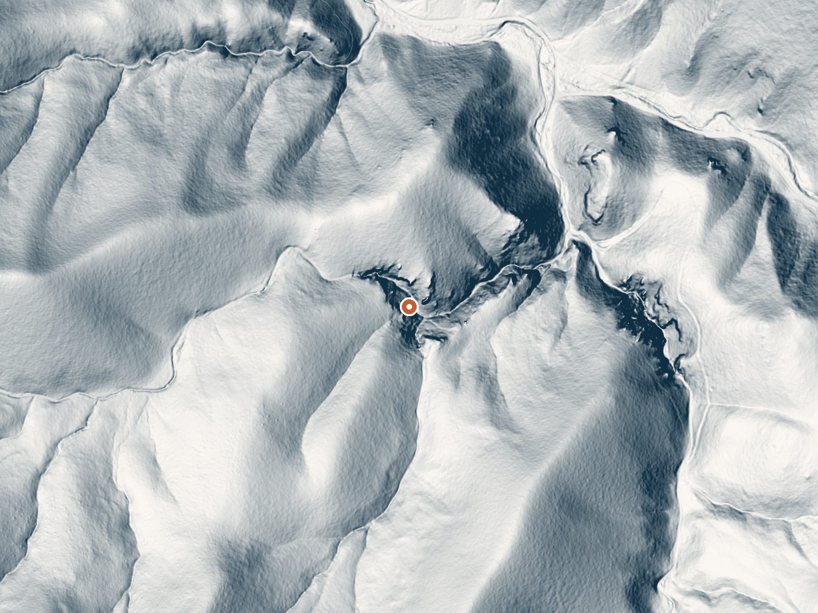 LiDAR bare-earth view of the same ground around Big Maple Spring