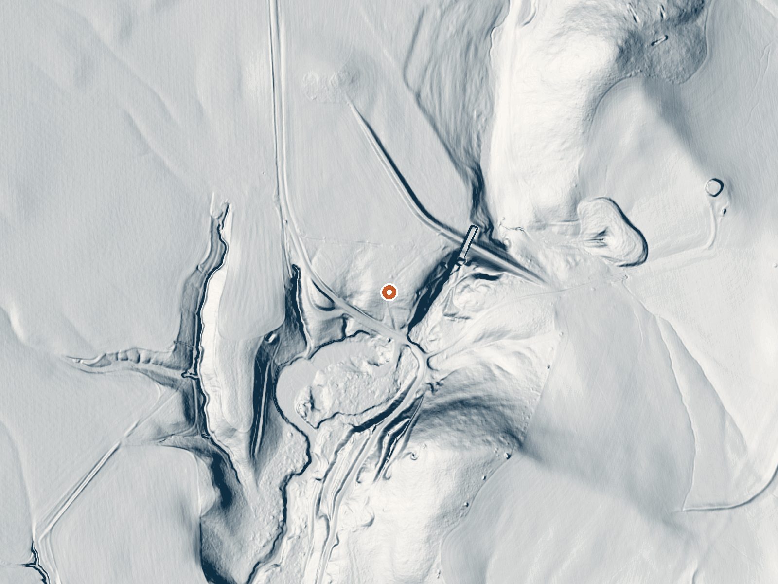 LiDAR bare-earth view of the same ground around Blue Creek Spring