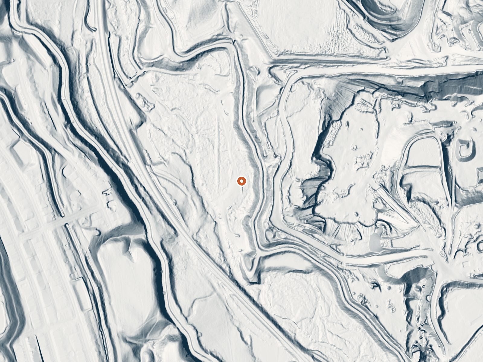 LiDAR bare-earth view of the same ground around Camp Williams