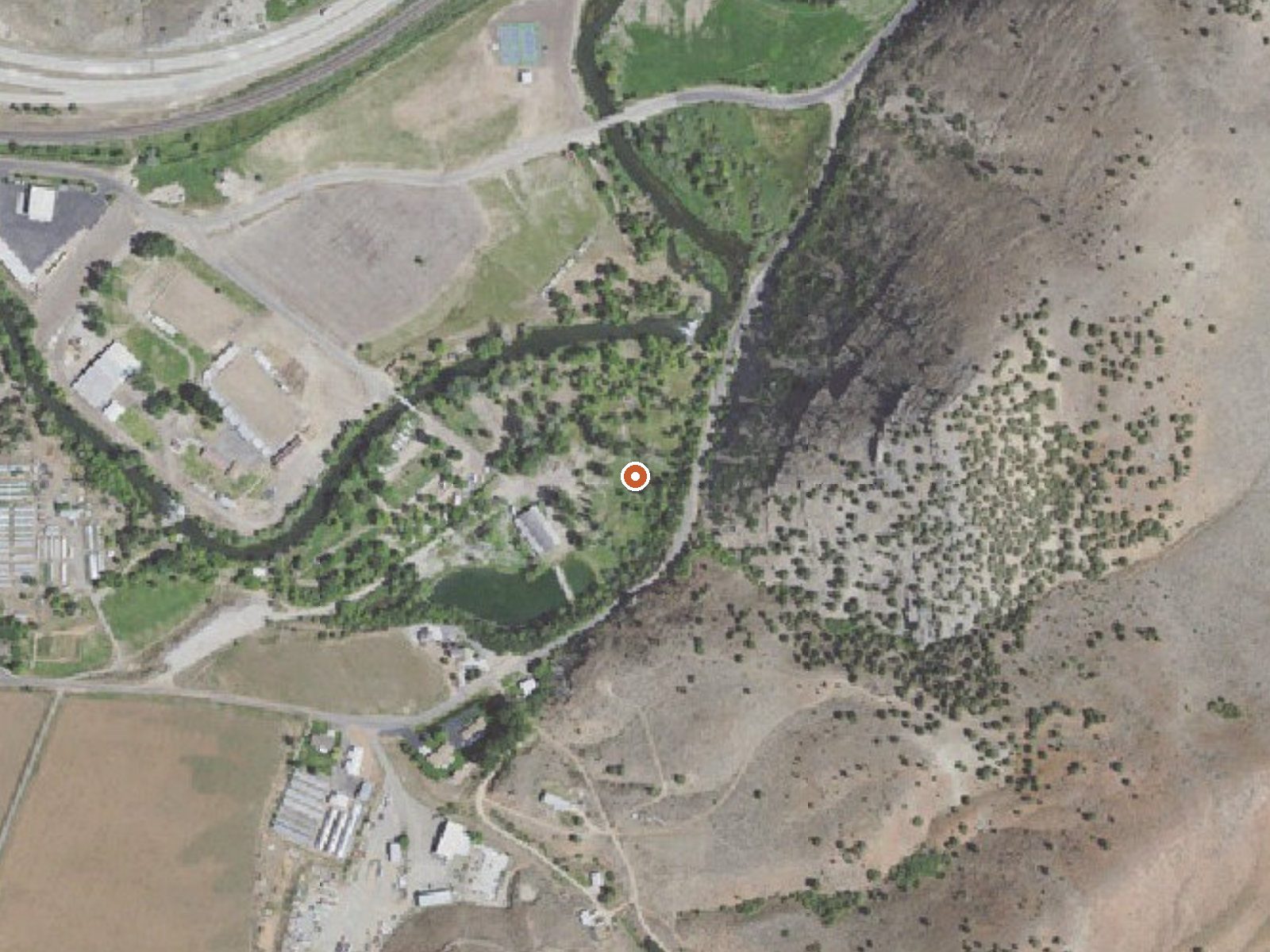 Aerial view of the ground around Como Springs