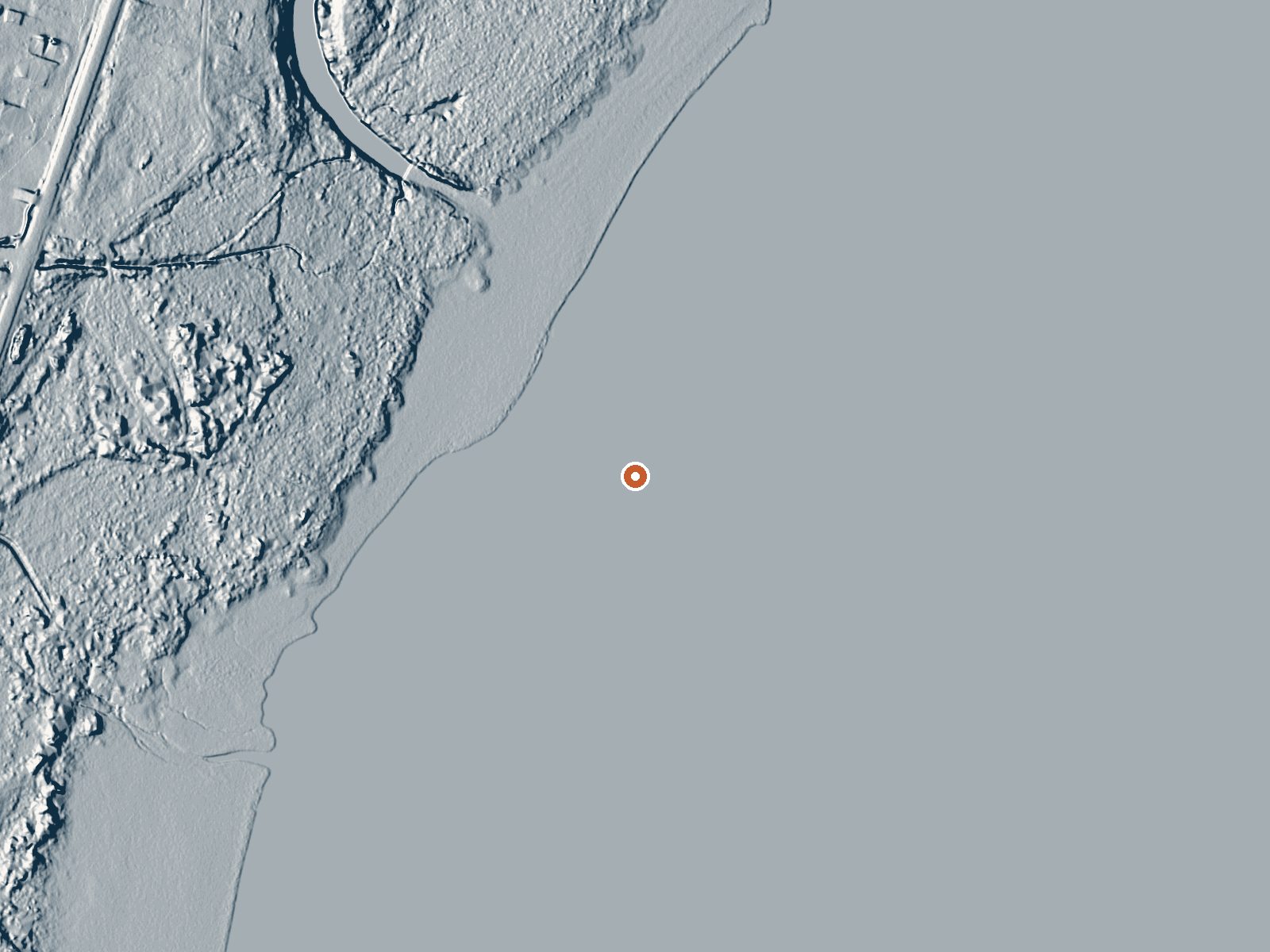 LiDAR bare-earth view of the same ground around Crater Hot Spring