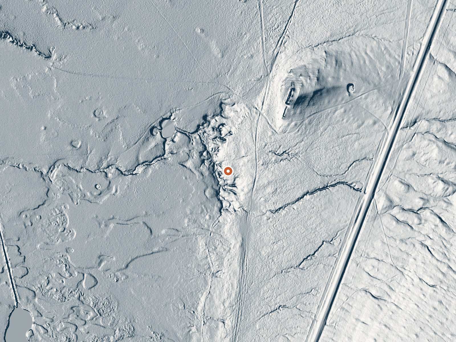 LiDAR bare-earth view of the same ground around Deseret Livestock South Springs