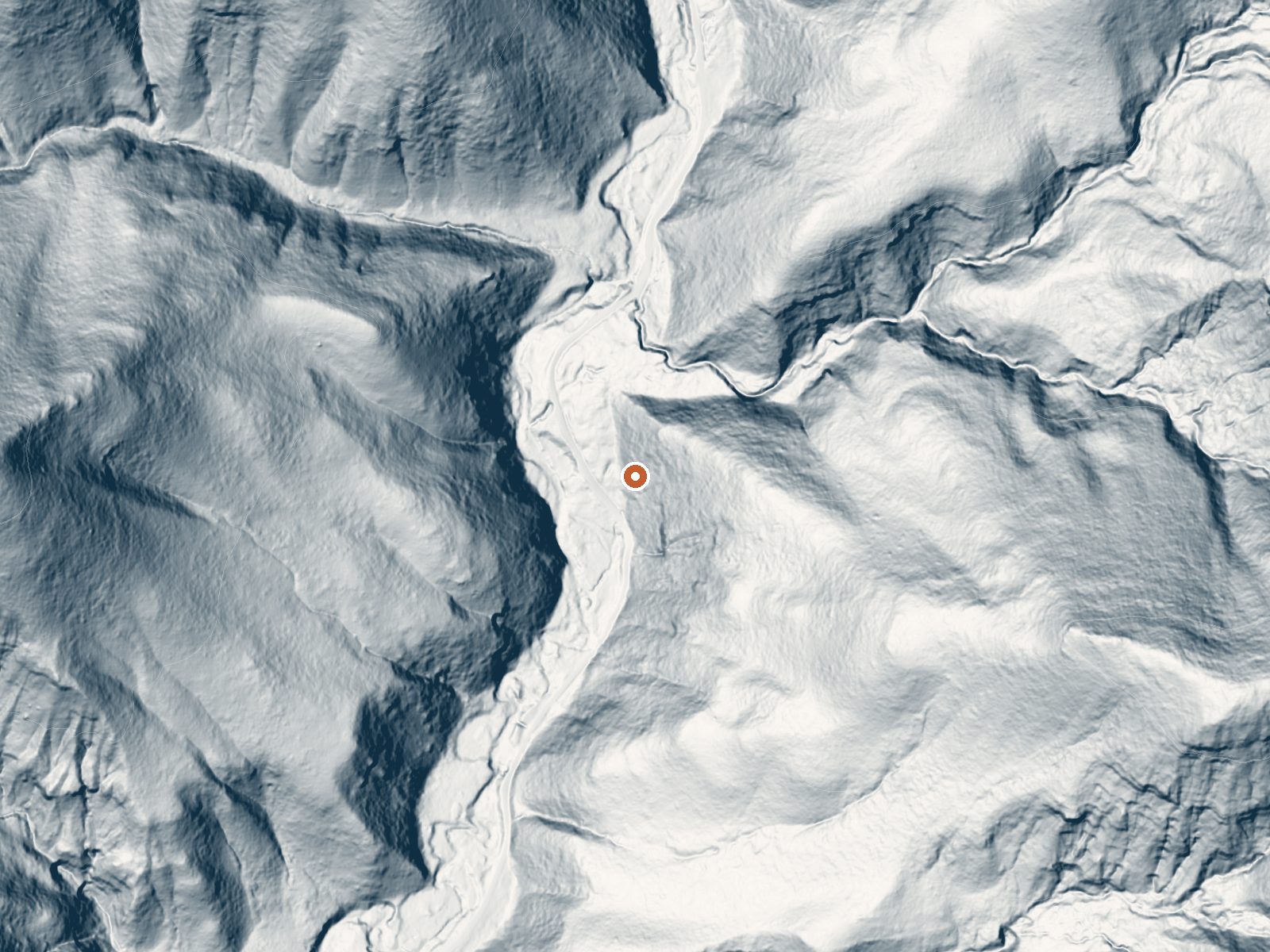 LiDAR bare-earth view of the same ground around Diamond Fork Warm Springs