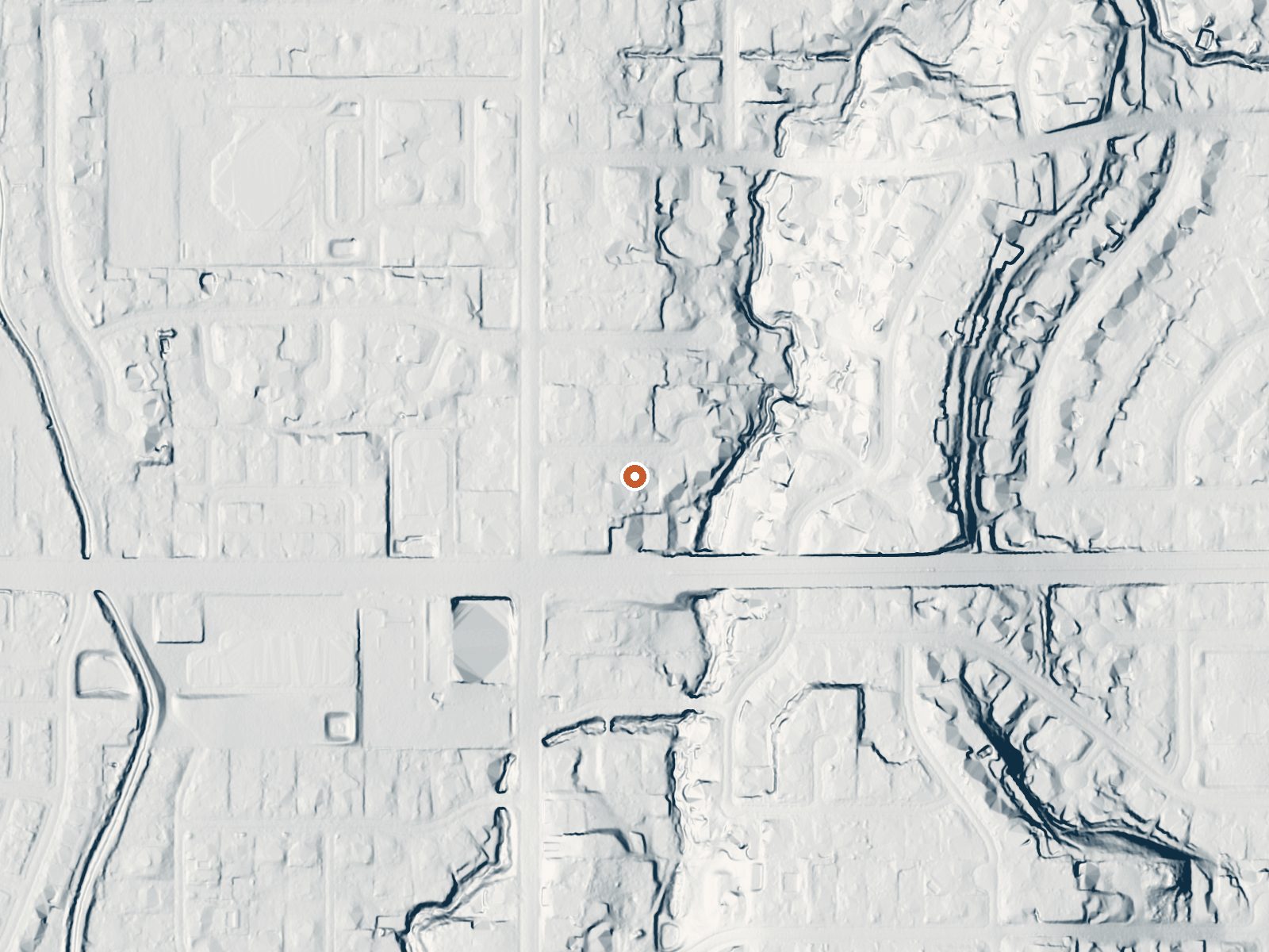 LiDAR bare-earth view of the same ground around East Jordan Canal