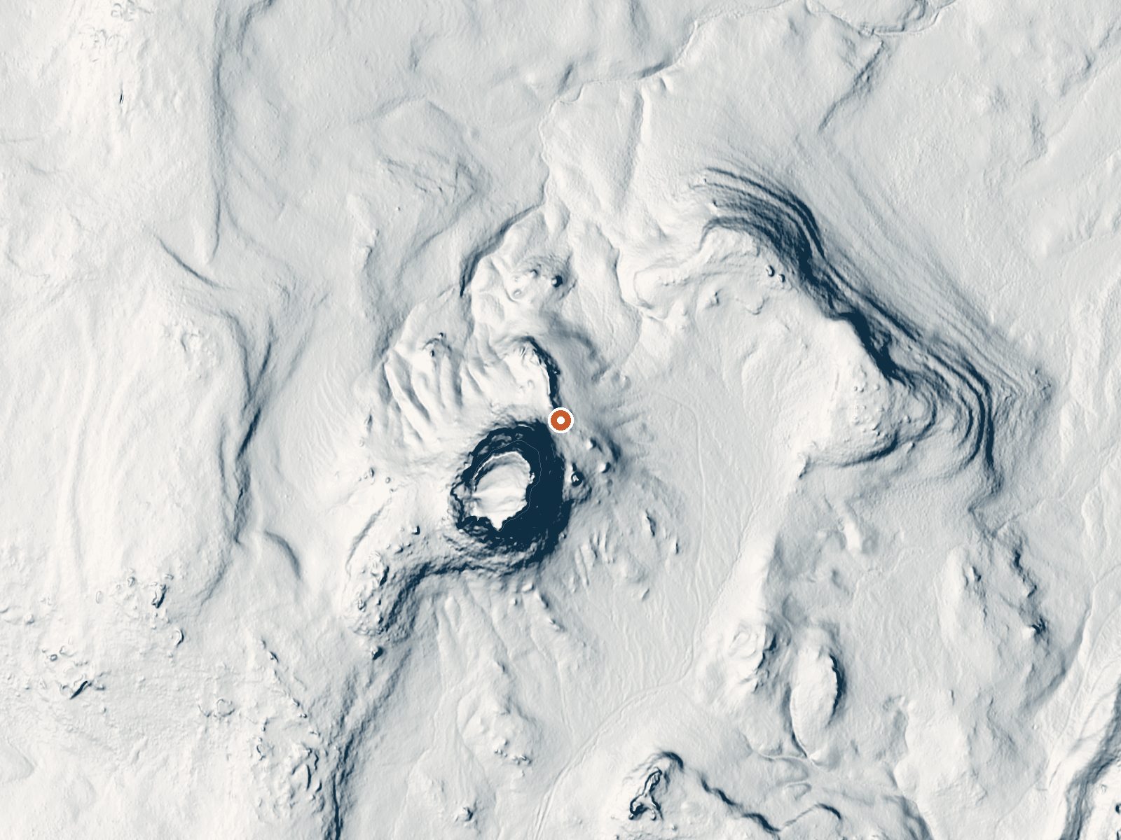 LiDAR bare-earth view of the same ground around Fumarole Butte