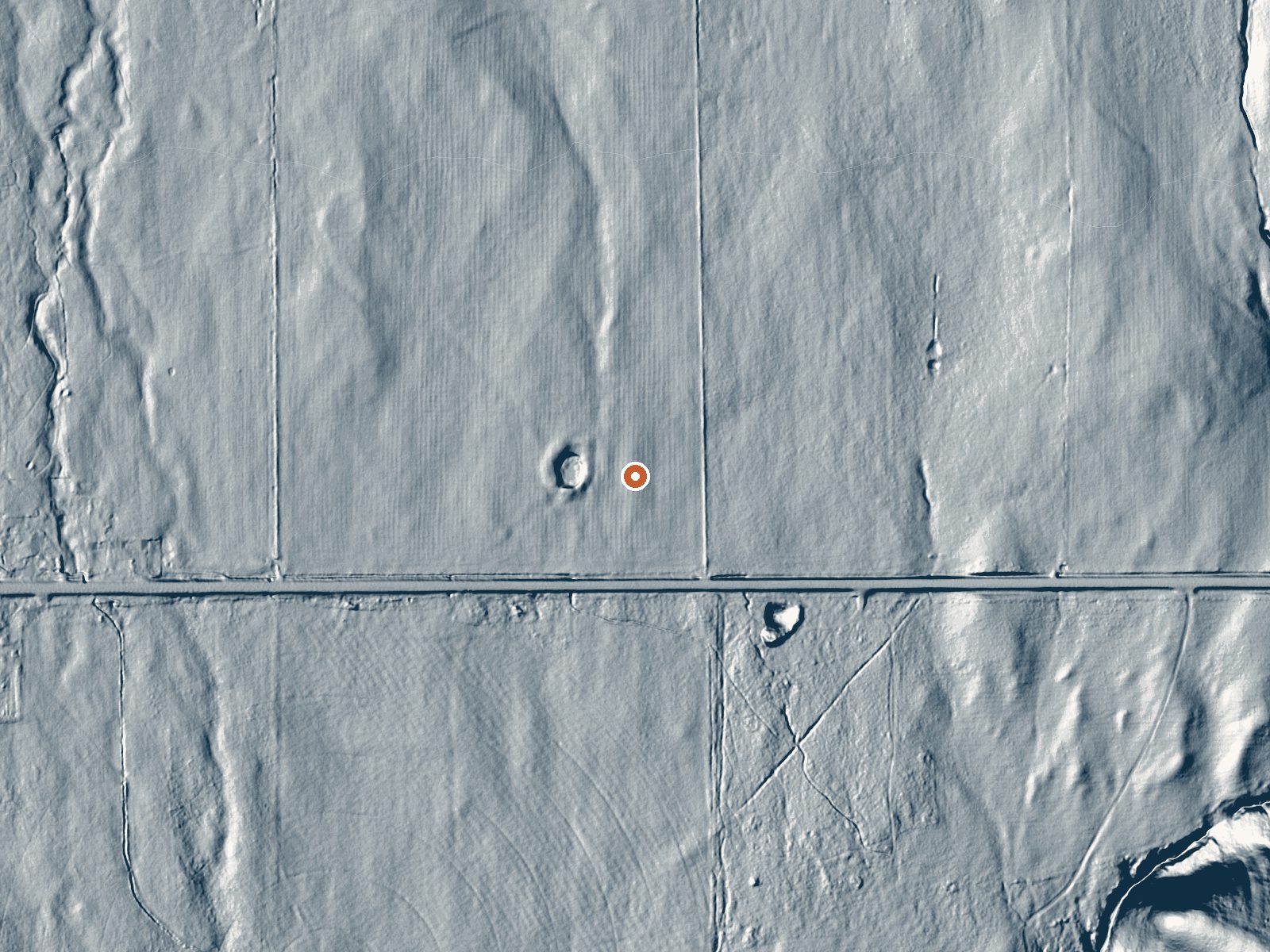 LiDAR bare-earth view of the same ground around Larson Springs