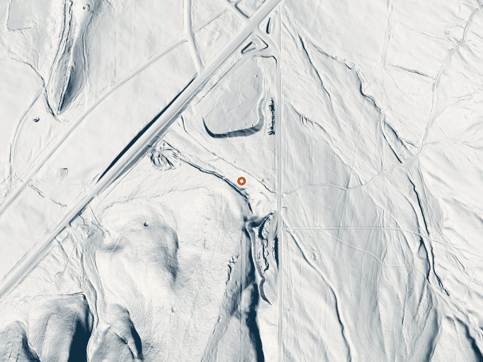 LiDAR bare-earth view of the same ground around Livingston Warm Springs