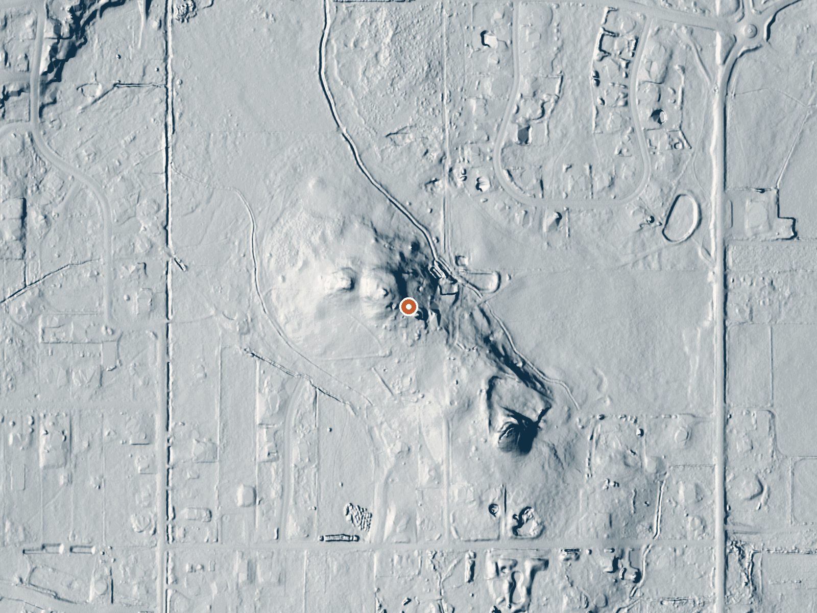 LiDAR bare-earth view of the same ground around Midway Hot Springs