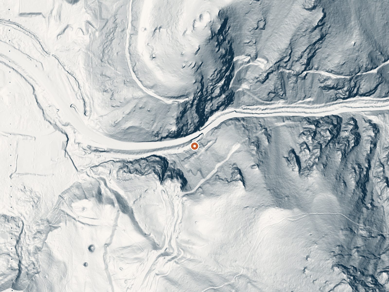 LiDAR bare-earth view of the same ground around Ogden Hot Spring