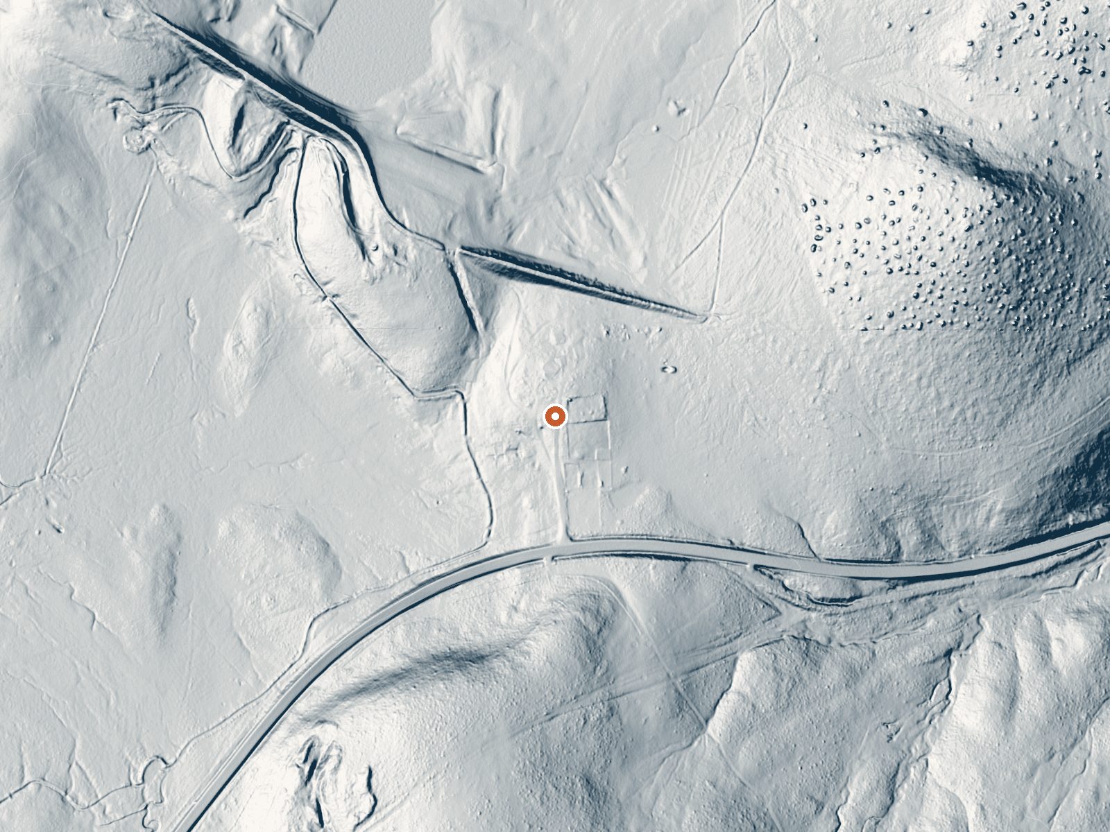 LiDAR bare-earth view of the same ground around White Rock Ranch Hot Spring