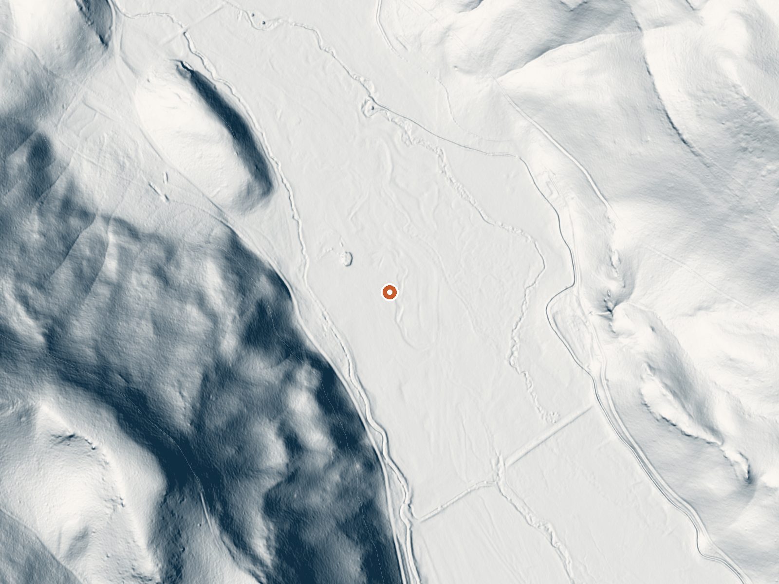 LiDAR bare-earth view of the same ground around the spring