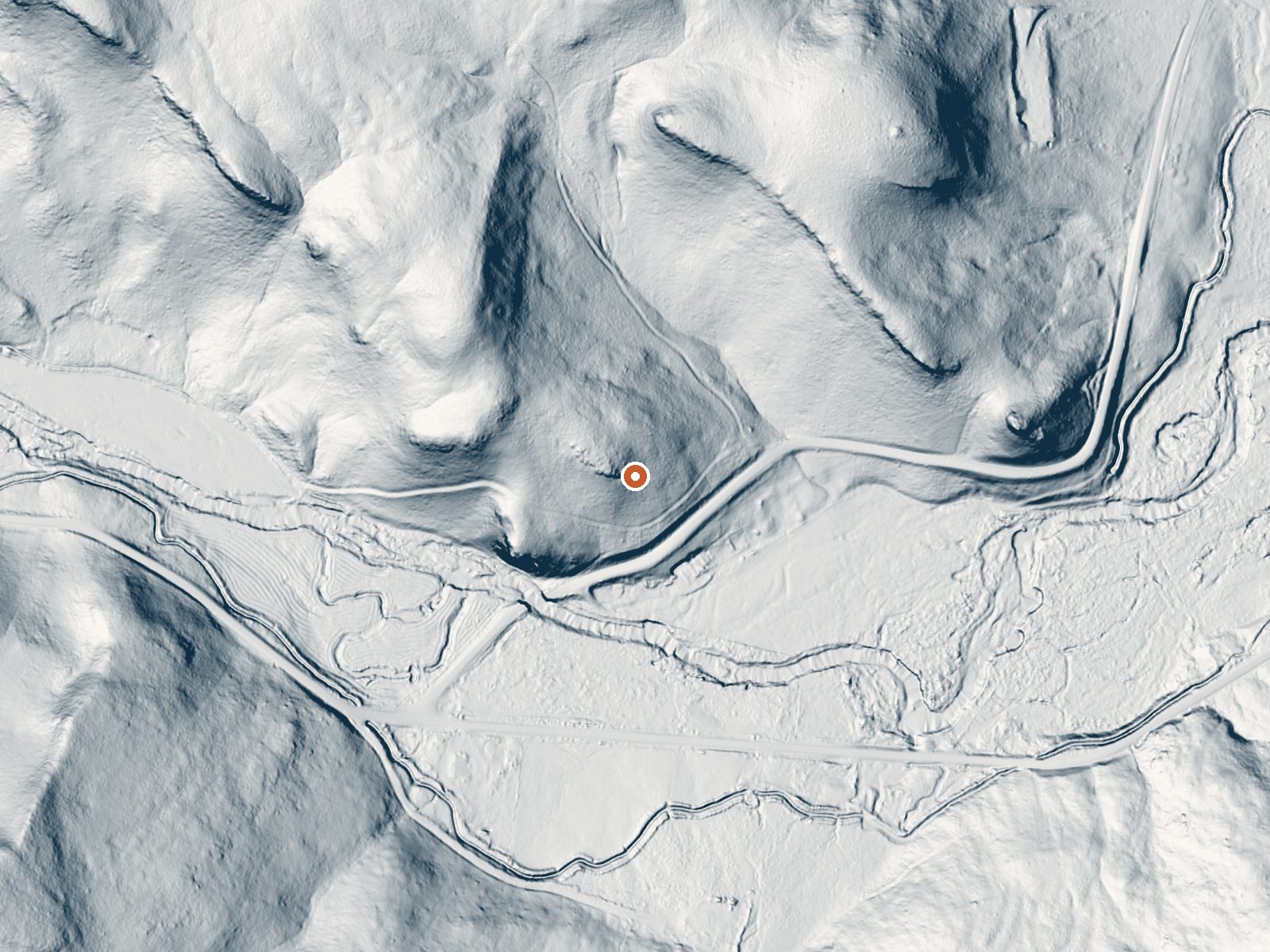 LiDAR bare-earth view of the same ground around the spring