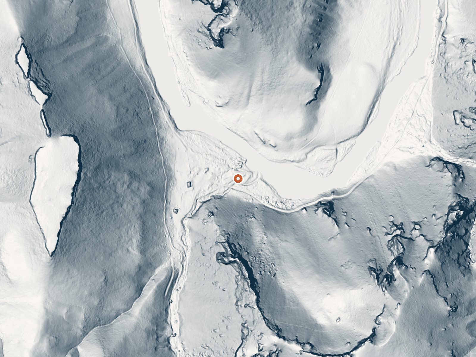 LiDAR bare-earth view of the same ground around the spring