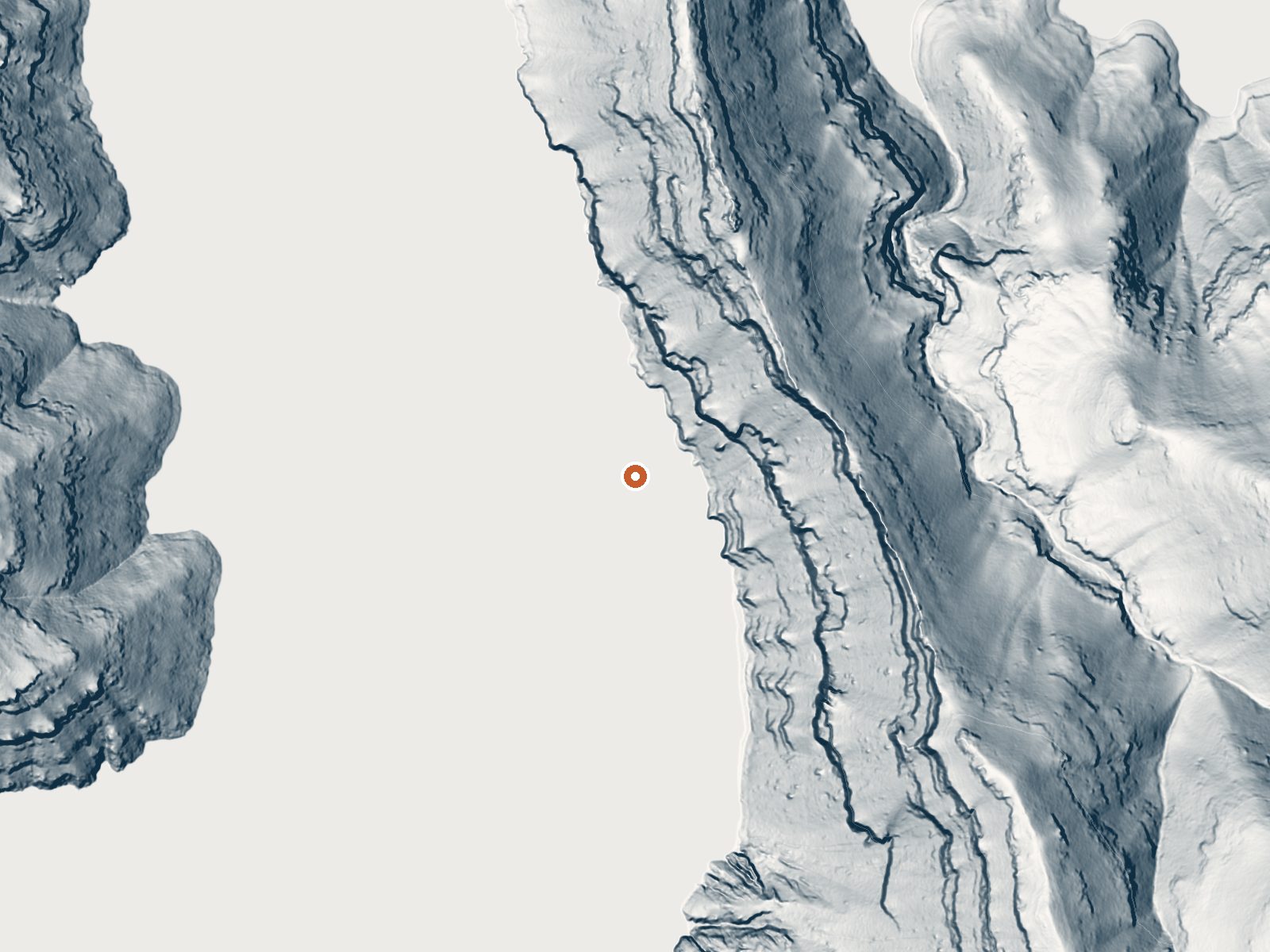 LiDAR bare-earth view of the same ground around the spring