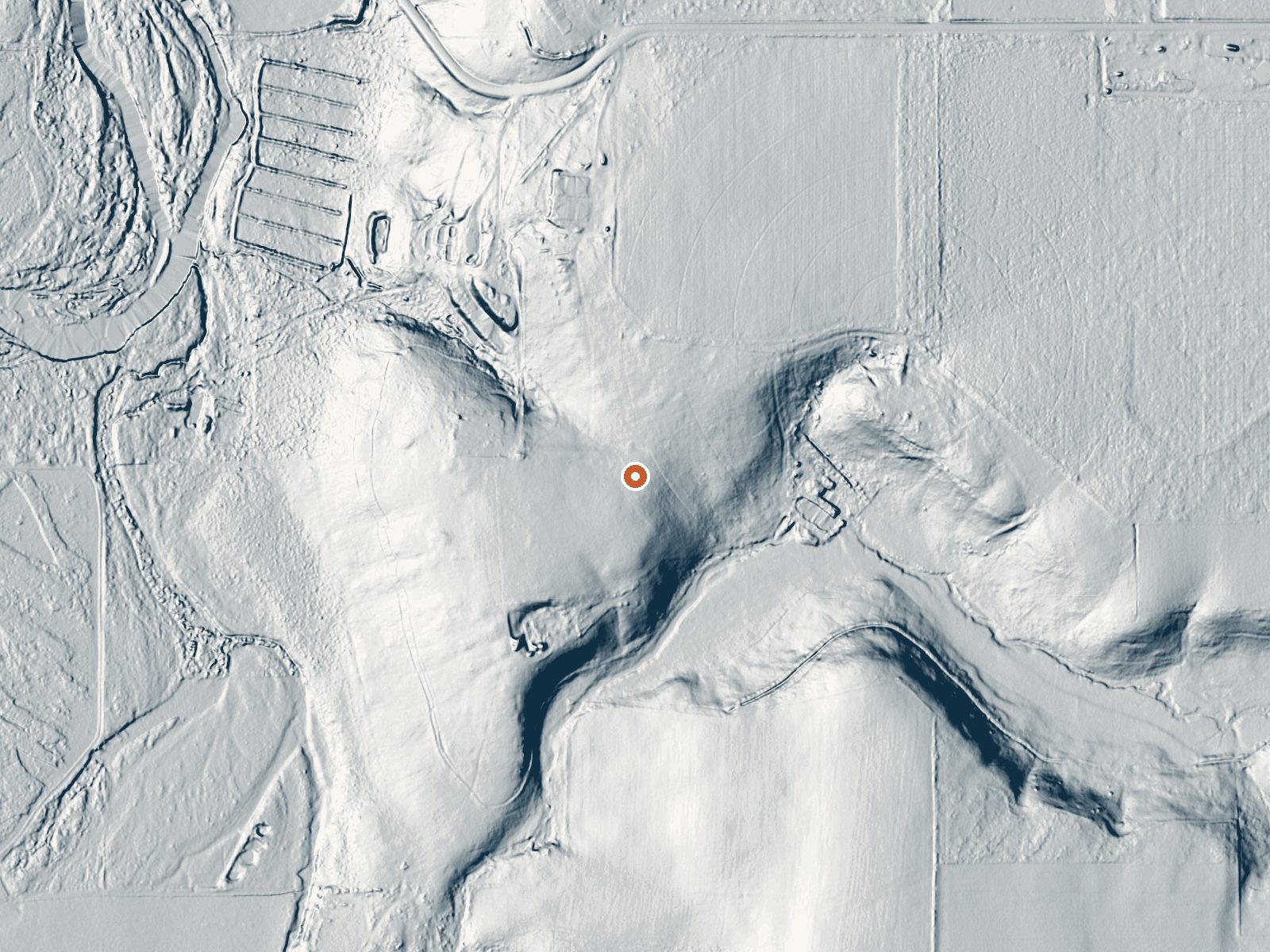 LiDAR bare-earth view of the same ground around the spring