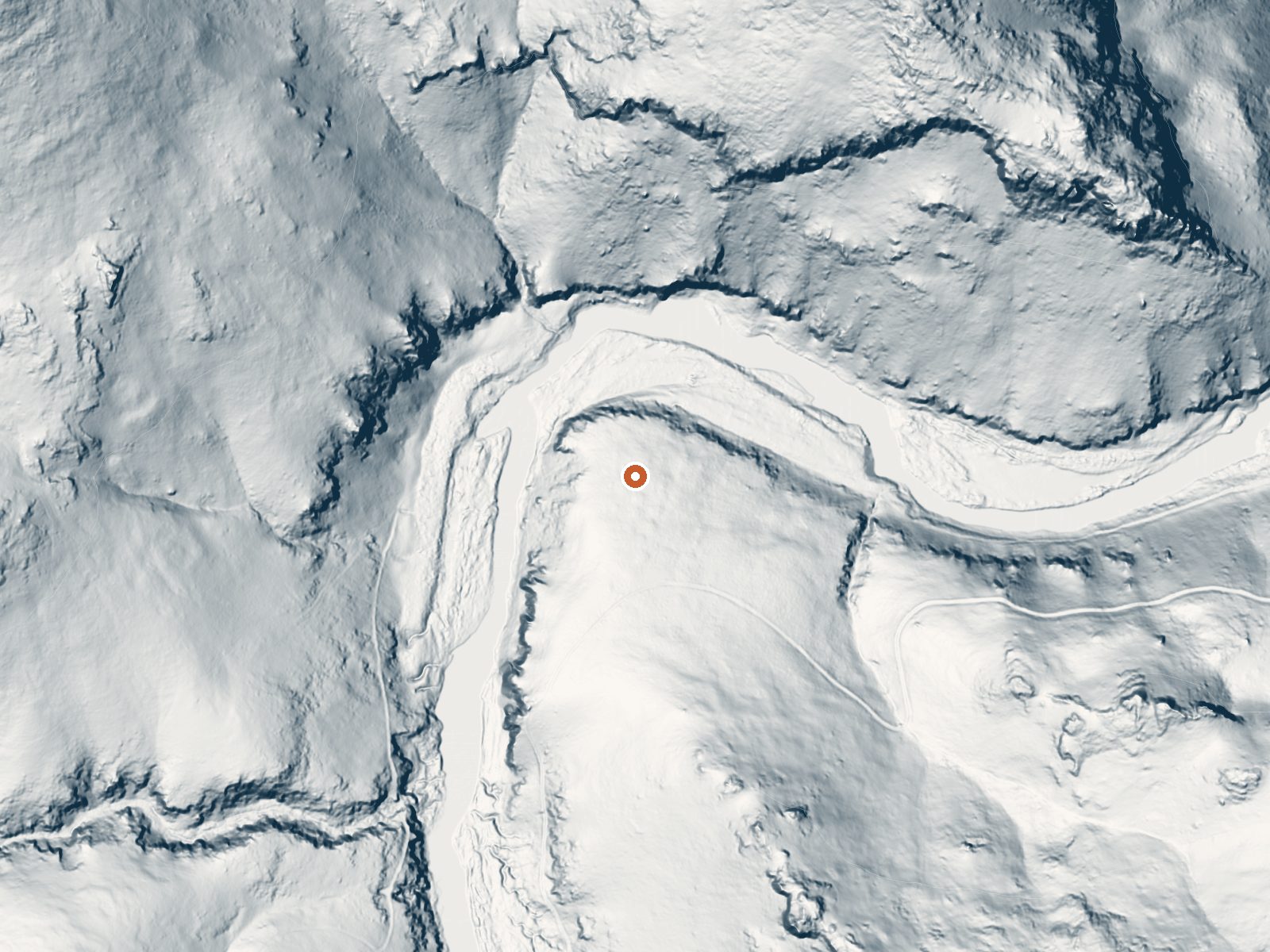 LiDAR bare-earth view of the same ground around the spring