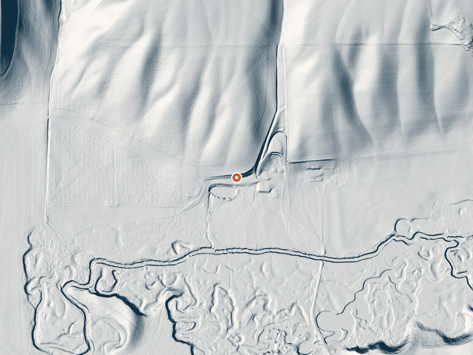 LiDAR bare-earth view of the same ground around the spring