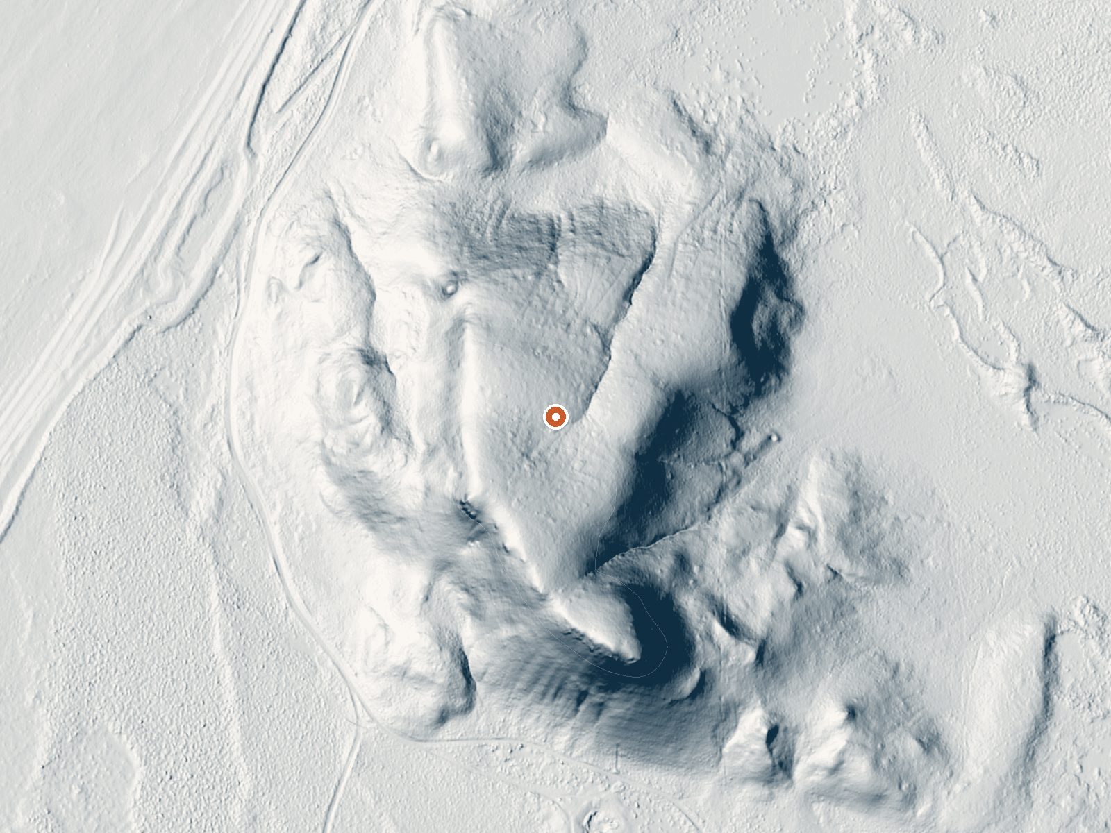 LiDAR bare-earth view of the same ground around the spring