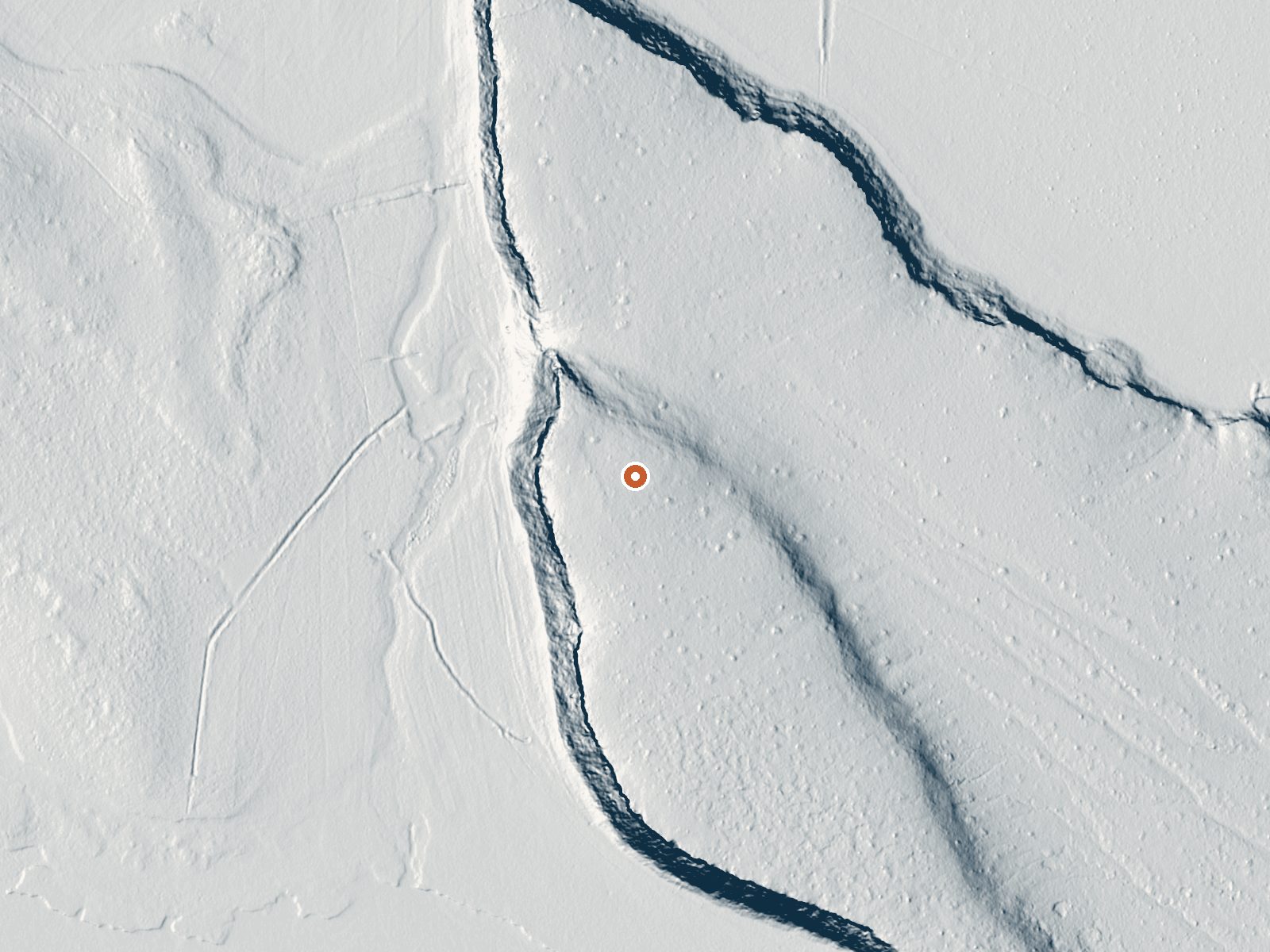 LiDAR bare-earth view of the same ground around the spring