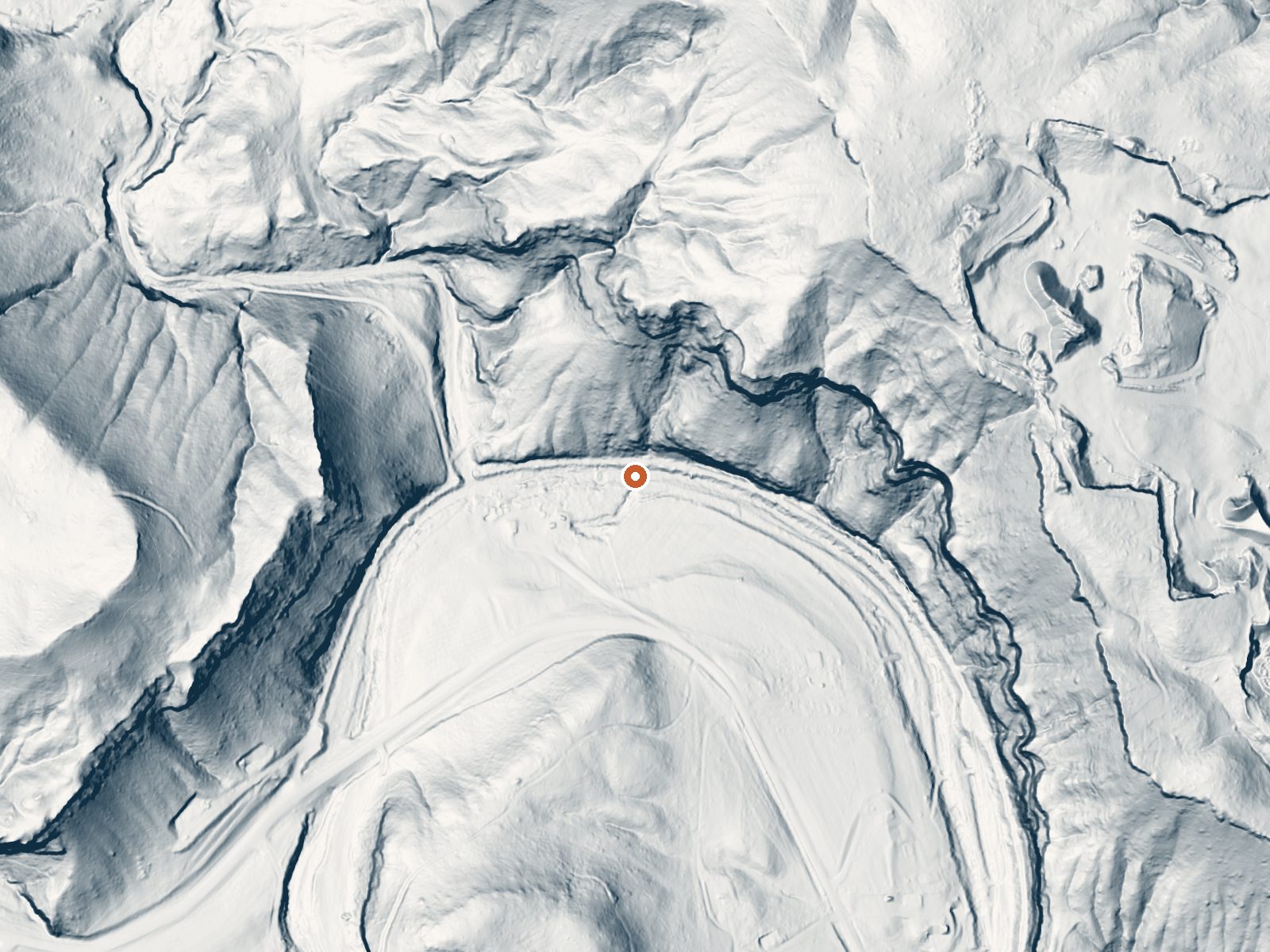 LiDAR bare-earth view of the same ground around Hot Brook Springs