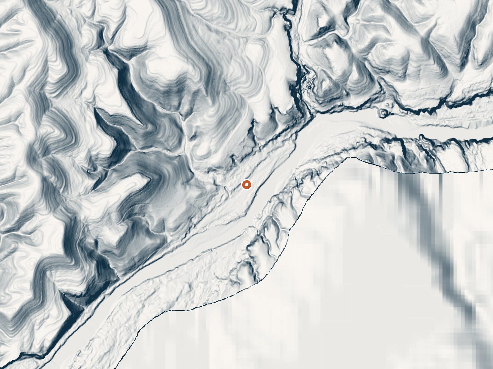 LiDAR bare-earth view of the same ground around Hot Springs