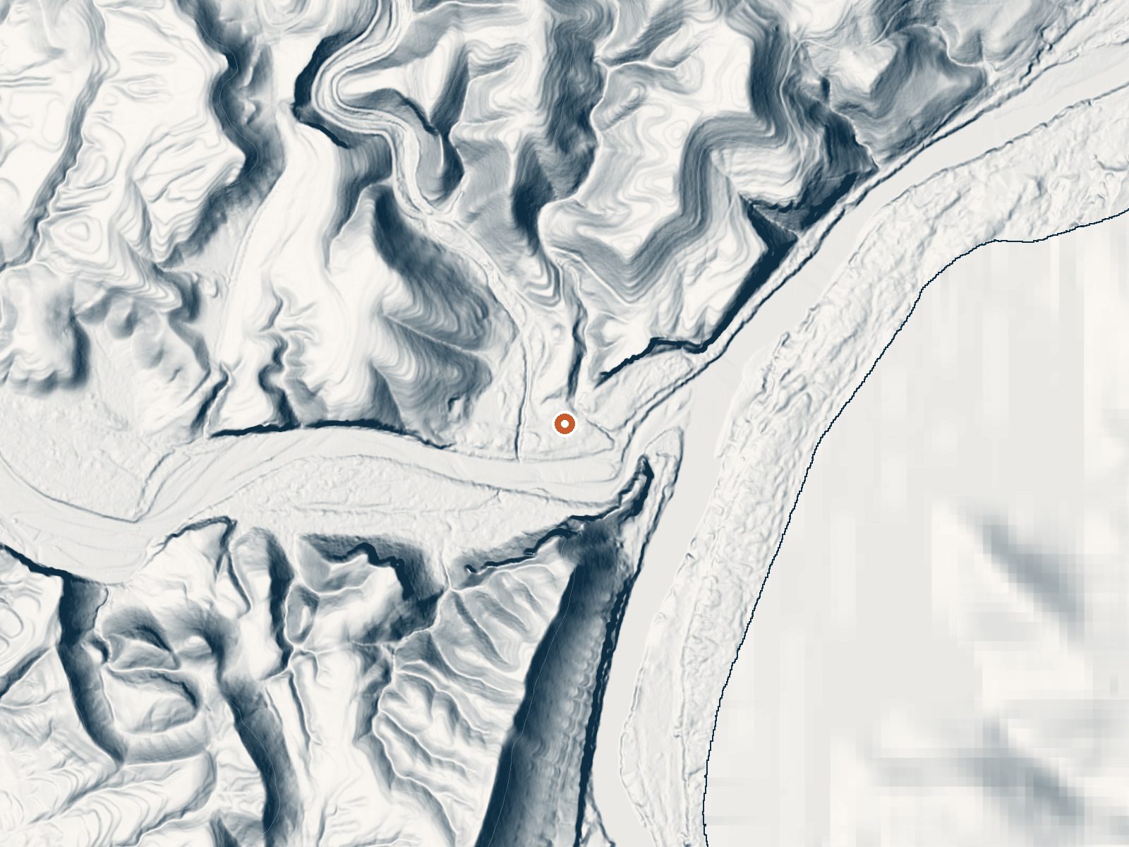 LiDAR bare-earth view of the same ground around Hot Springs (Big Bend National Park)