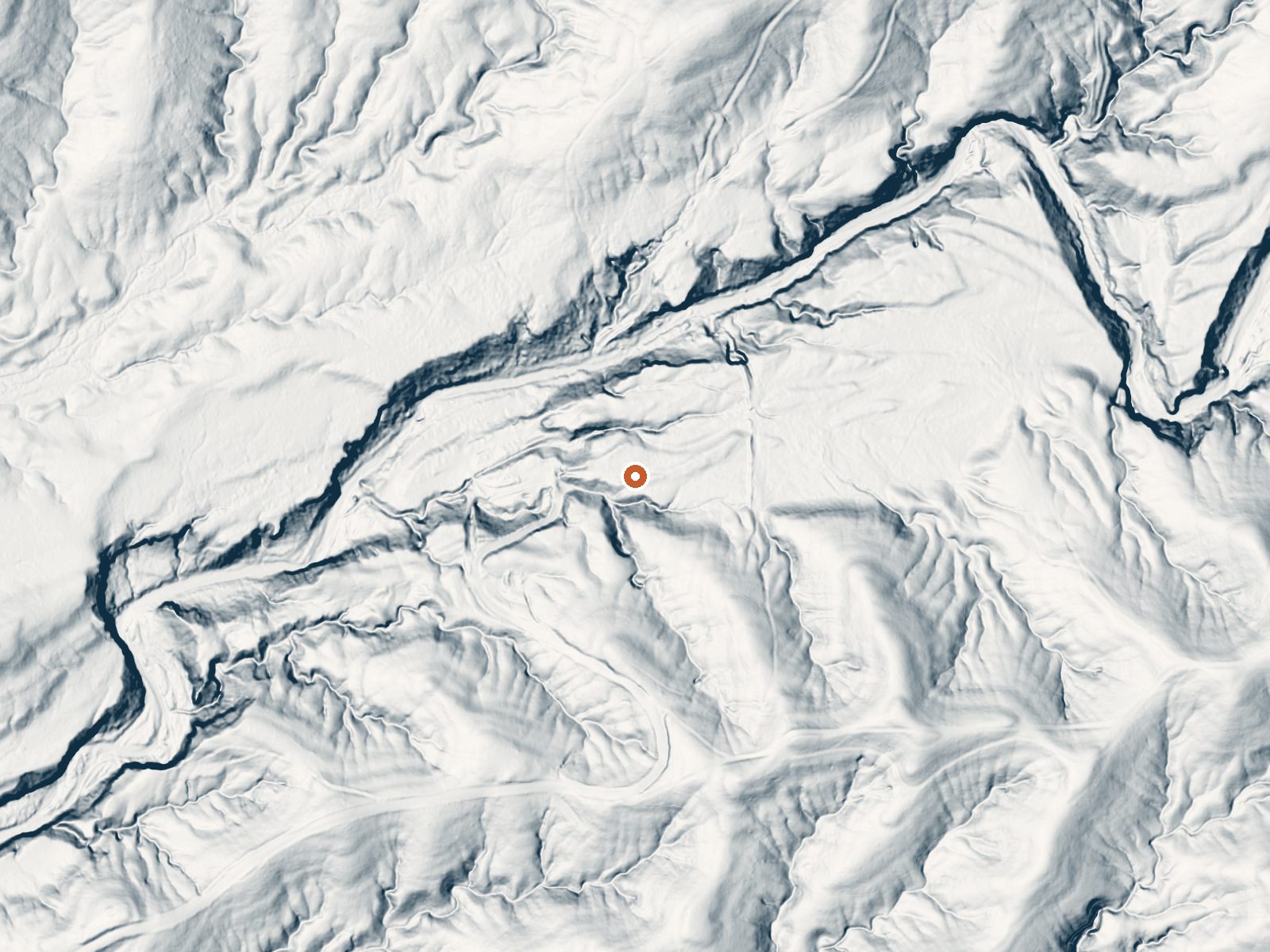 LiDAR bare-earth view of the same ground around Ruidosa Hot Springs