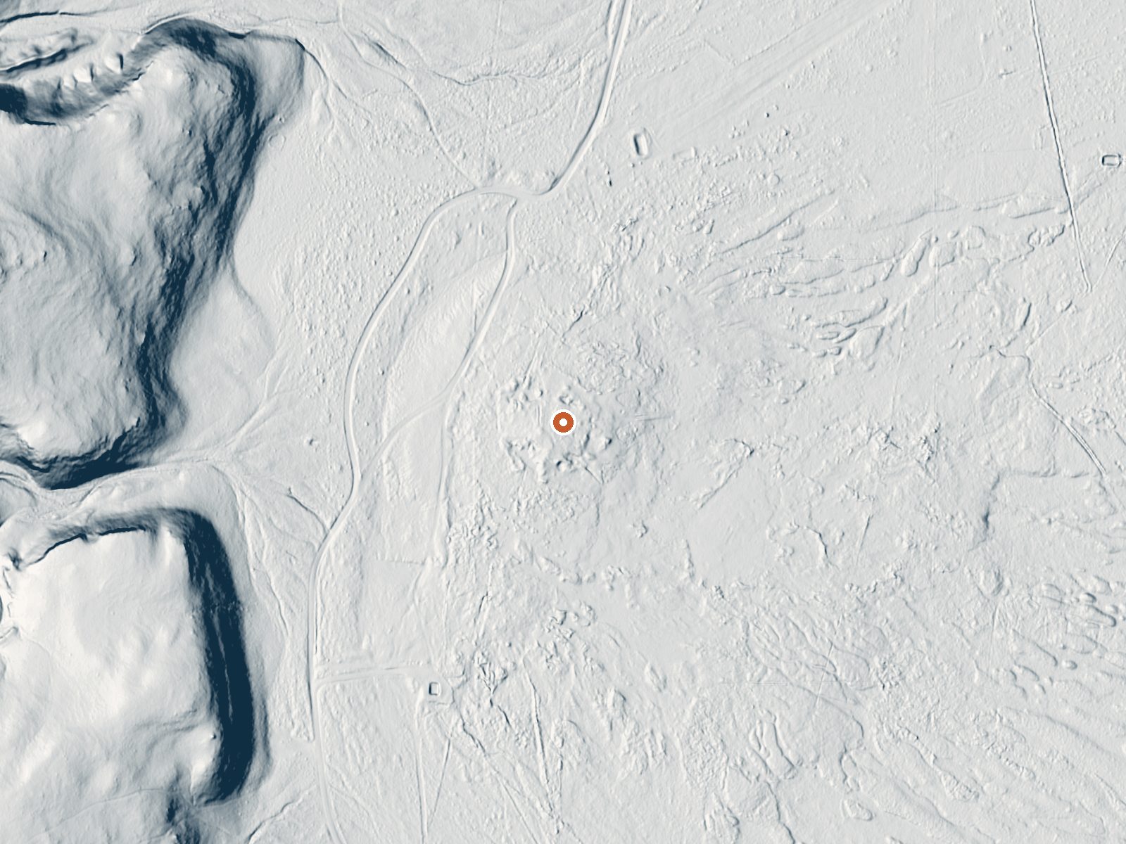 LiDAR bare-earth view of the same ground around Baker (Abraham, Crater) Hot Springs