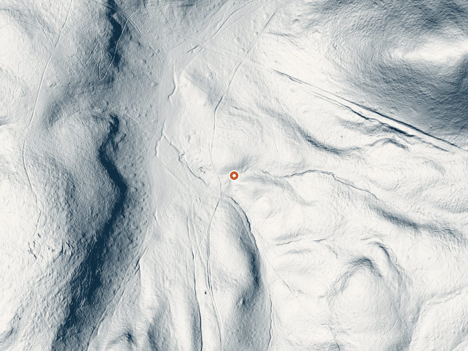 LiDAR bare-earth view of the same ground around the spring