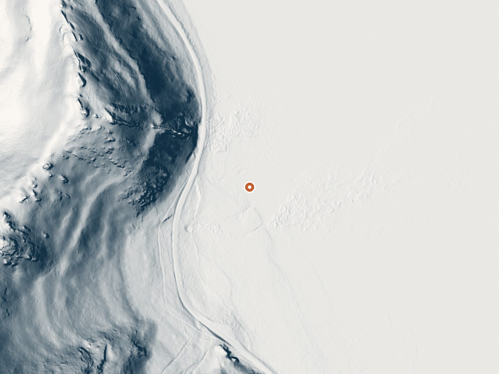 LiDAR bare-earth view of the same ground around the spring