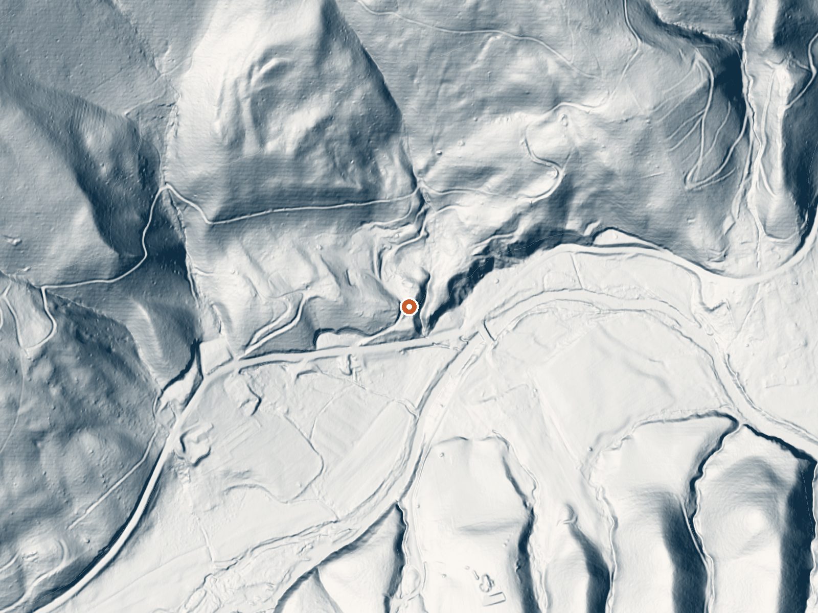 LiDAR bare-earth view of the same ground around Alum Springs