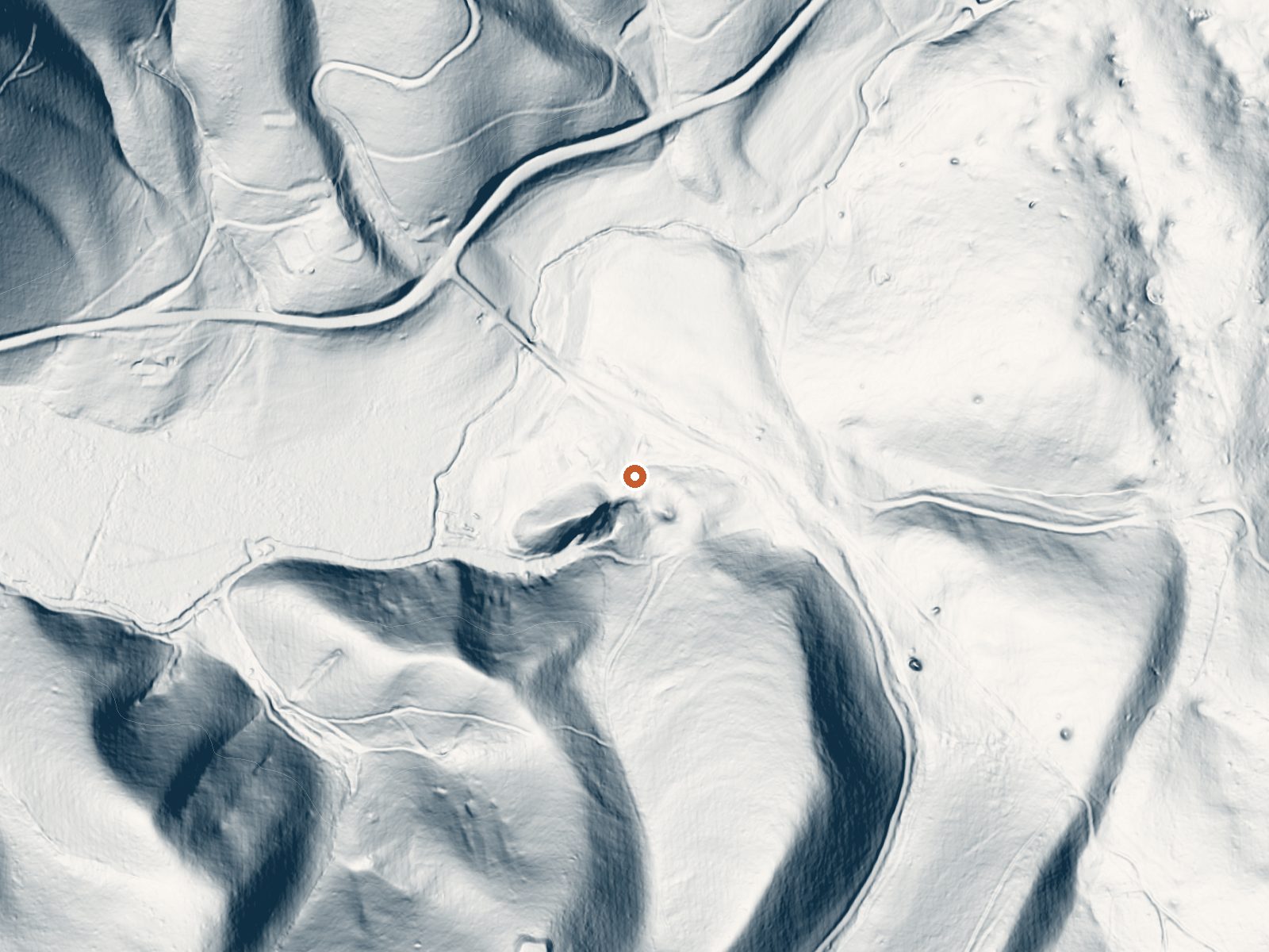 LiDAR bare-earth view of the same ground around Falling Spring