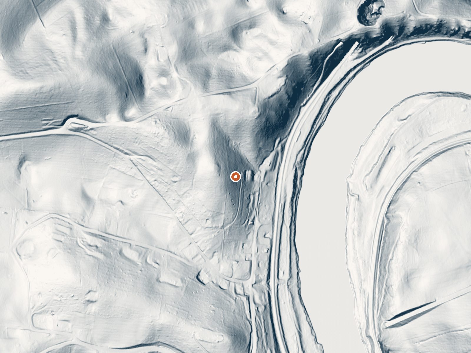 LiDAR bare-earth view of the same ground around New River White Sulphur Springs