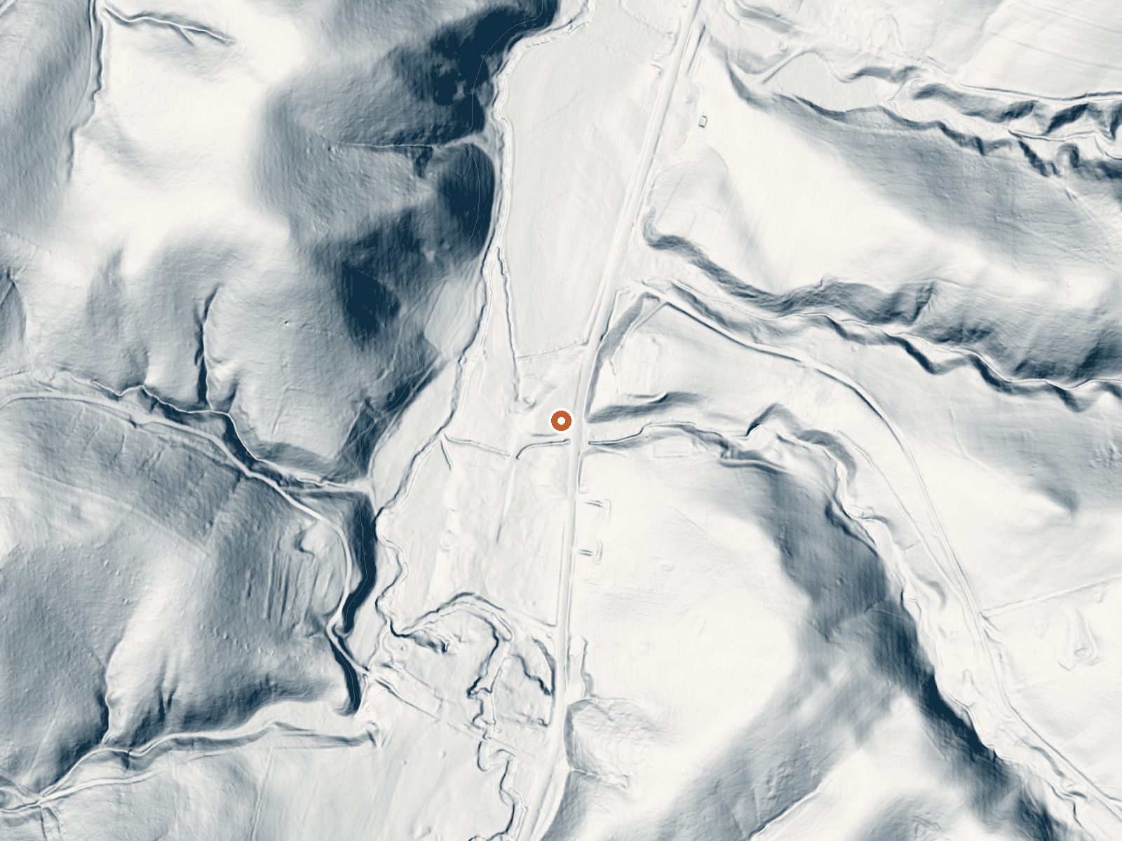 LiDAR bare-earth view of the same ground around Sweet Chalybeate Spring