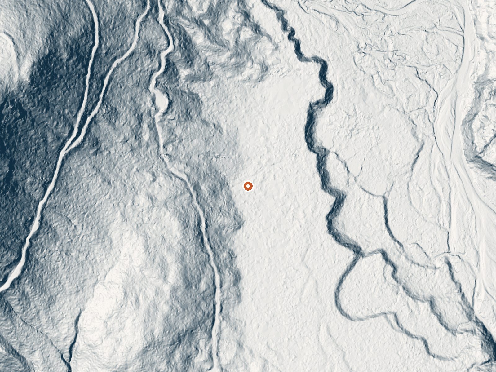 LiDAR bare-earth view of the same ground around Baker Hot Spring