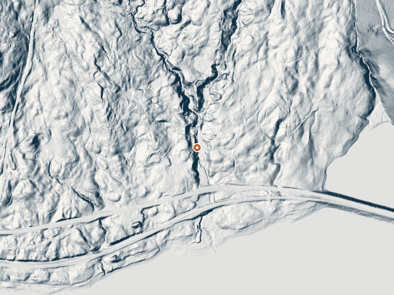 LiDAR bare-earth view of the same ground around Collins Hot Springs