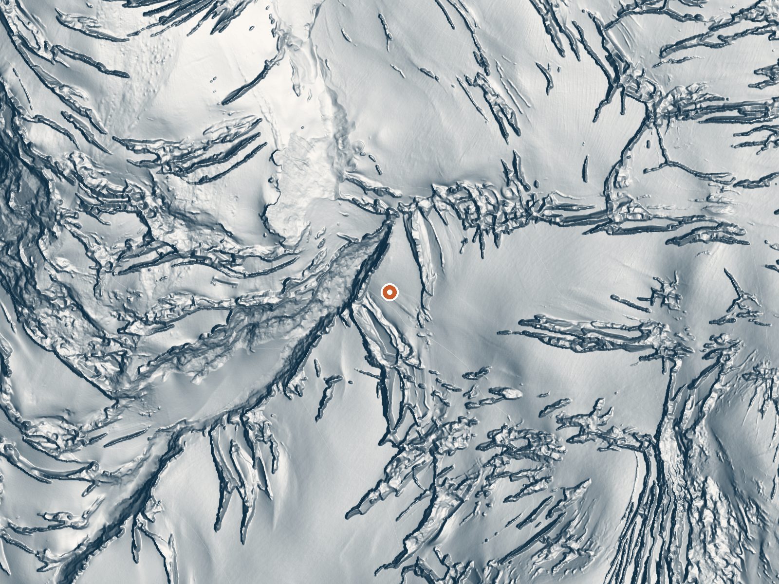 LiDAR bare-earth view of the same ground around Dorr Fumarole Field
