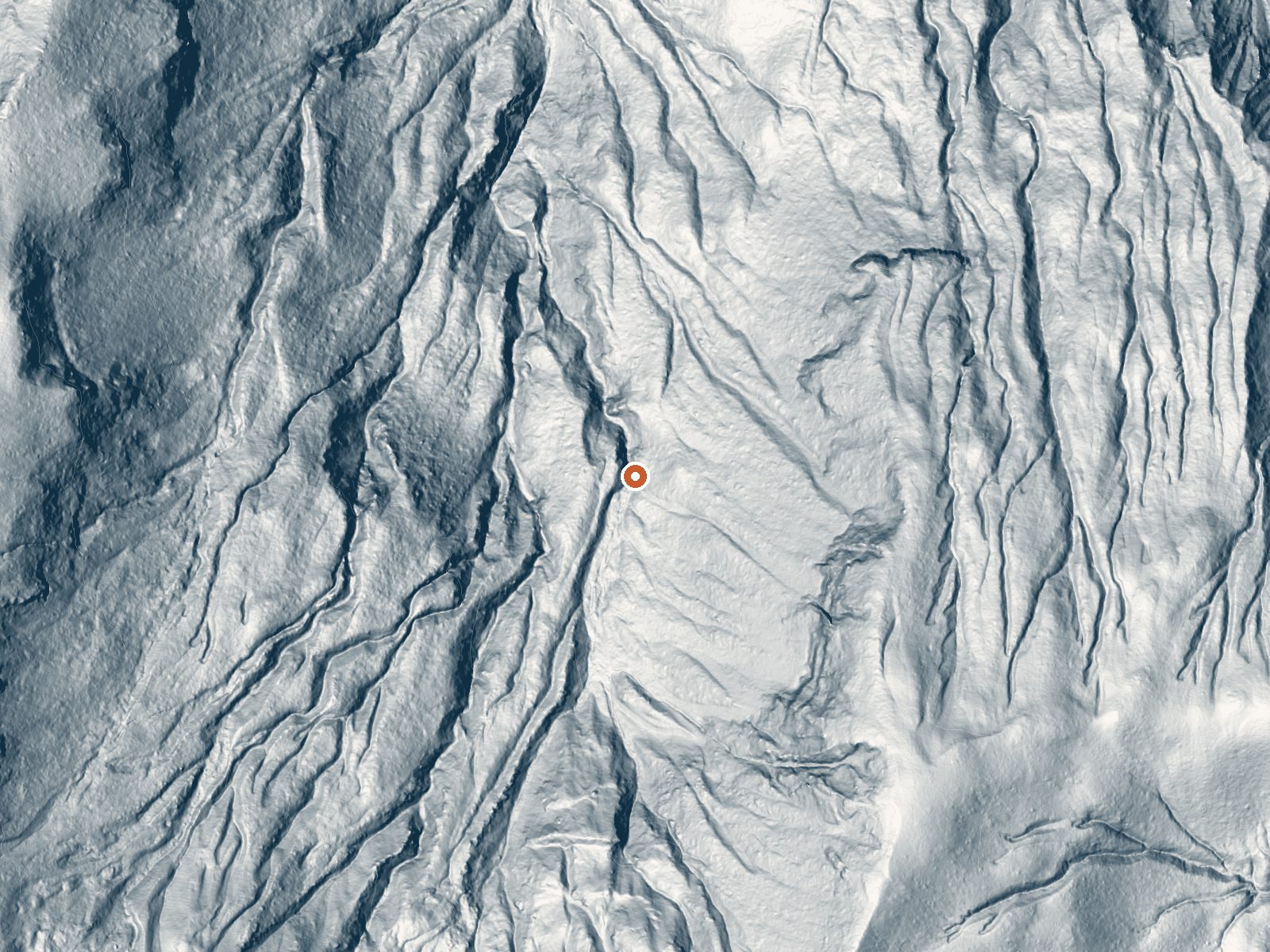 LiDAR bare-earth view of the same ground around Gamma Hot Springs