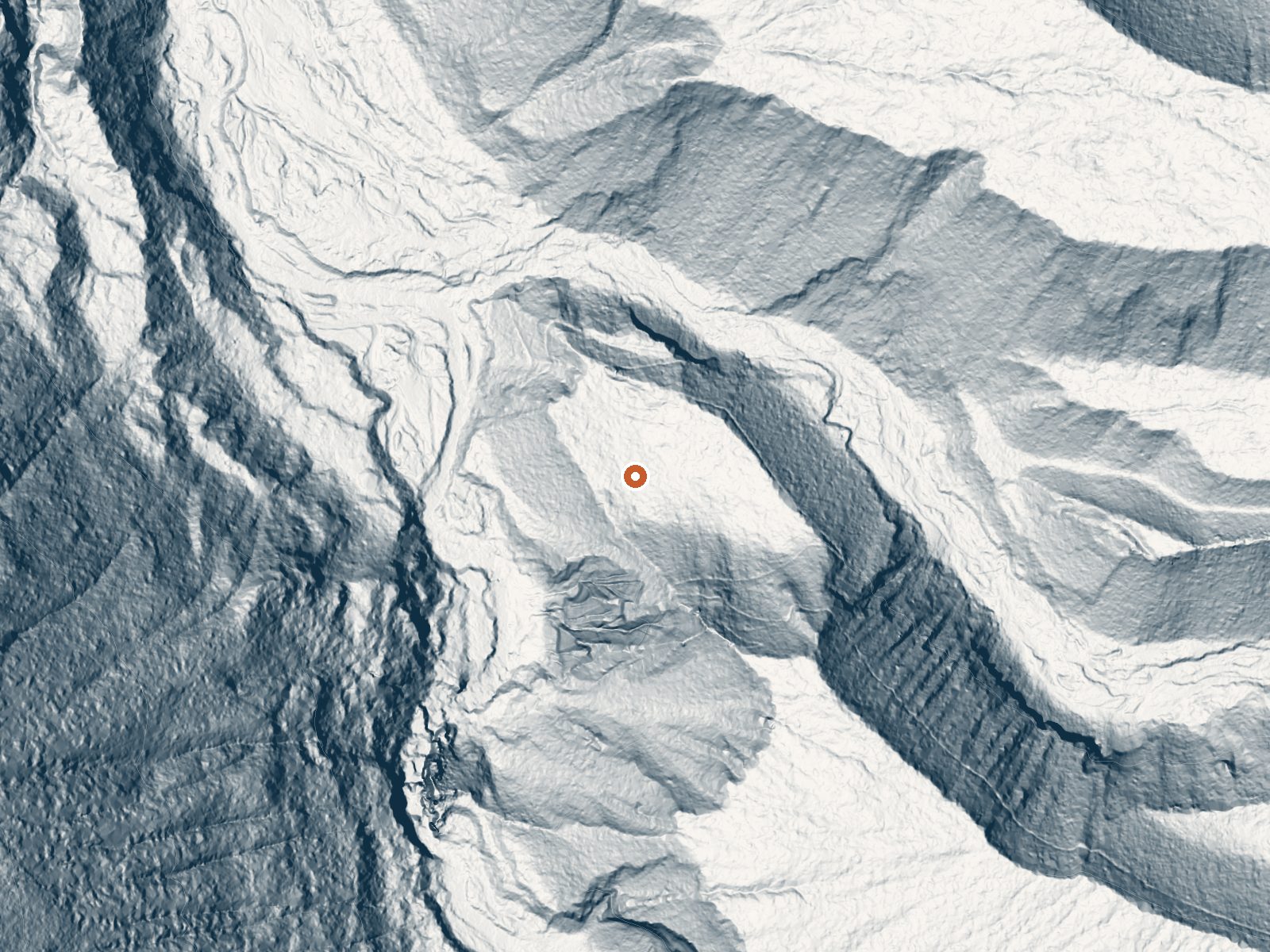 LiDAR bare-earth view of the same ground around Kennedy Hot Spring