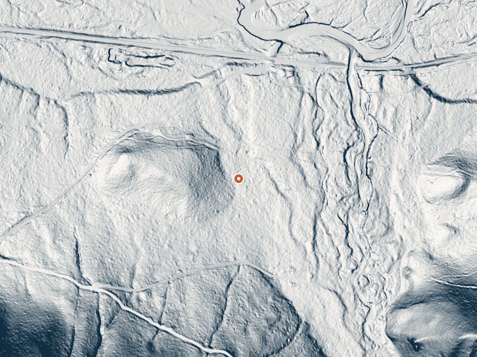 LiDAR bare-earth view of the same ground around Lester Hot Springs