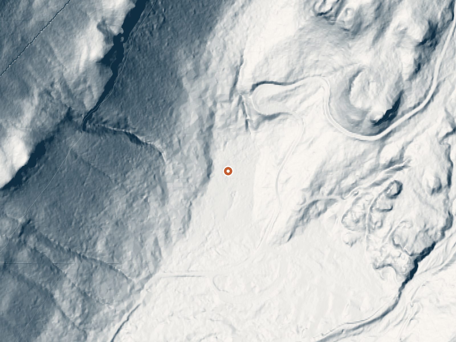 LiDAR bare-earth view of the same ground around Longmire Mineral Springs