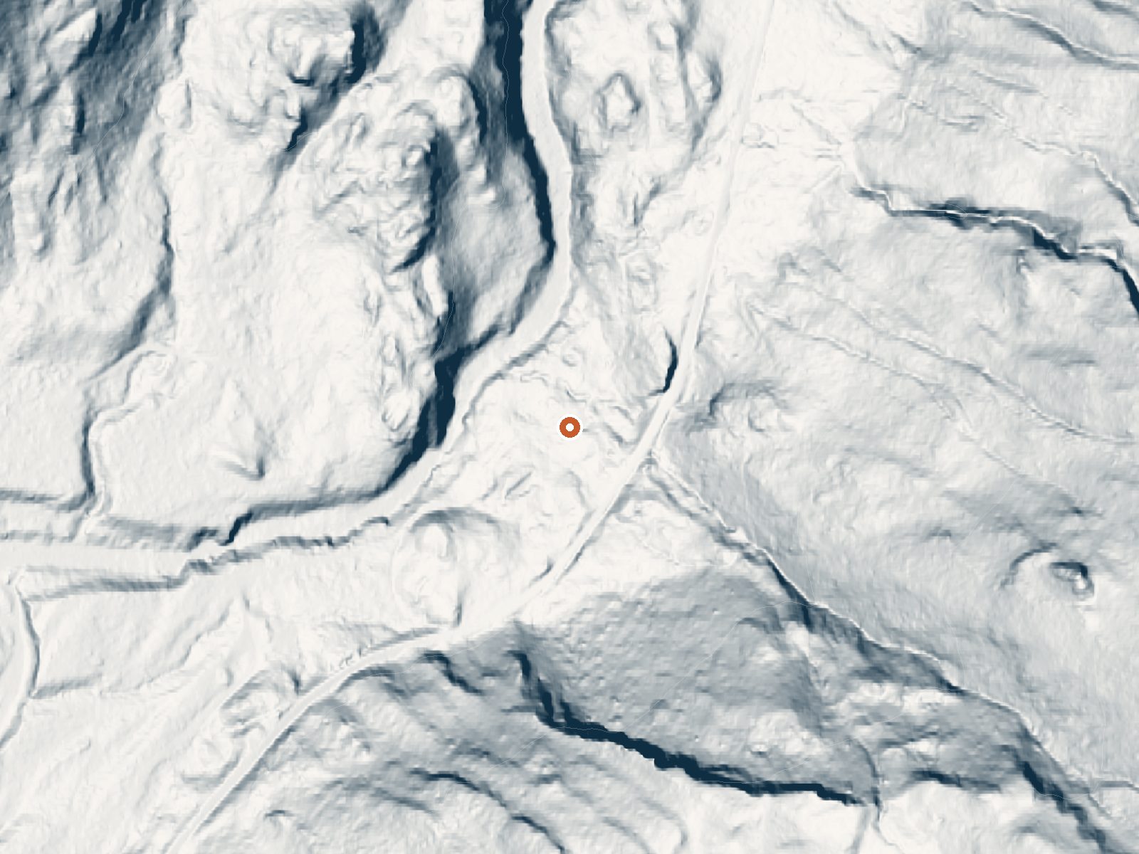 LiDAR bare-earth view of the same ground around Ohanapecosh Hot Springs