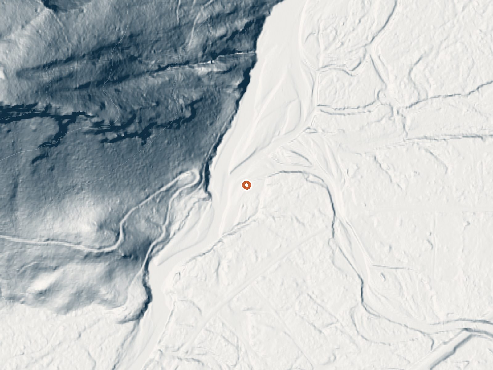 LiDAR bare-earth view of the same ground around Packwood Hot Spring